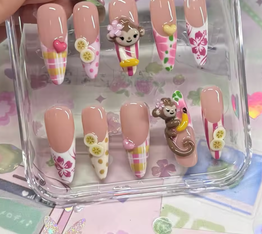 Aloha Monkey Press-On Nails