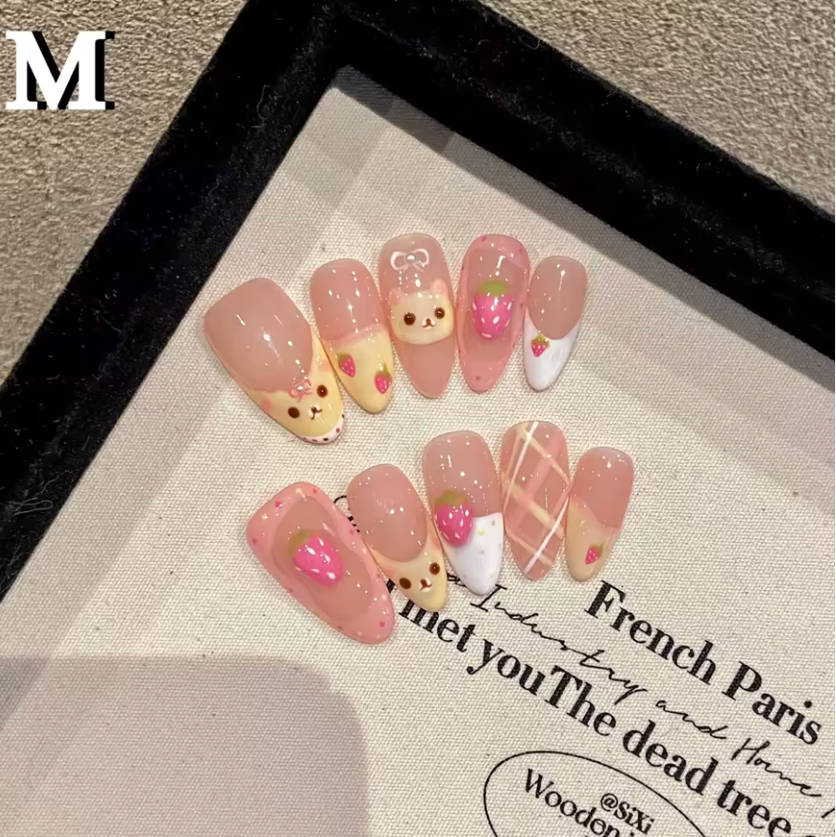Sweet Strawberry Bear Press-On Nails